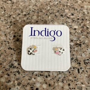 Cow Earrings Indigo Sterling Silver